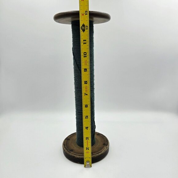 Vintage Wood Spool Primitive Wooden Green Thread Silk Wool Textile Industrial Bo - Picture 2 of 11